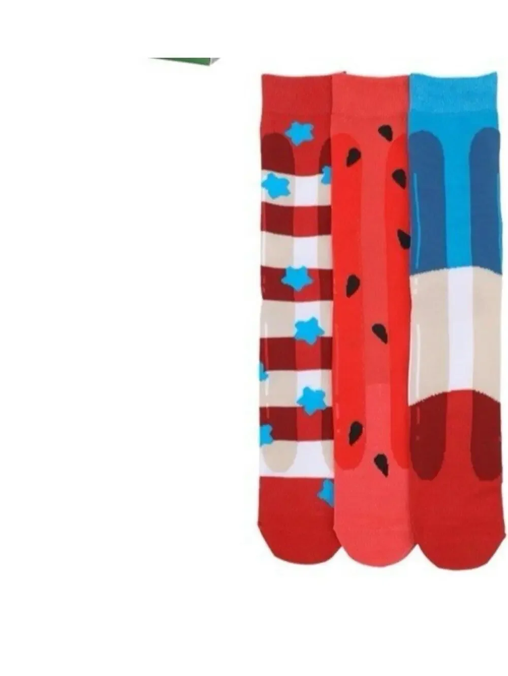 Bioworld Mens Crew Socks 3 Pack Watermelon Popsicle 4th of July Summer Theme Fun